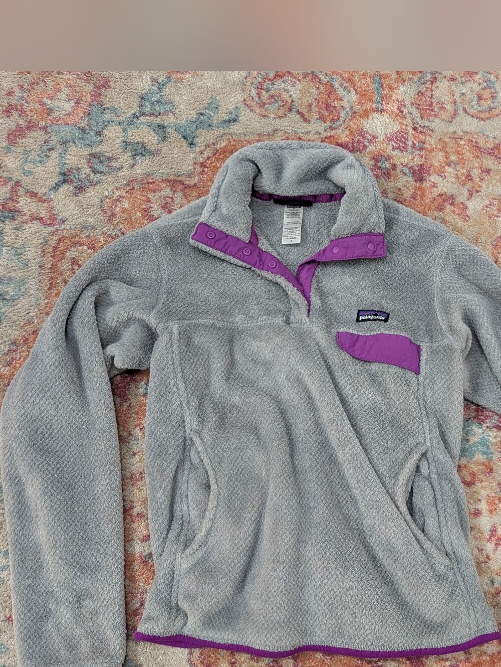 Patagonia Re-Tool Snap-T Synchilla Jacket Womens Small Pullover Gray Purple